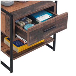 Timber Art Design Abbey Bedside Cabinet Bedroom Furniture Nightstand Table 1 Drawer Rustic Urban - thumbnail 5