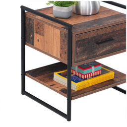 Timber Art Design Abbey Bedside Cabinet Bedroom Furniture Nightstand Table 1 Drawer Rustic Urban - thumbnail 3