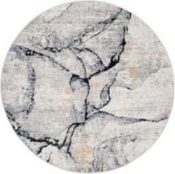 Livabliss Round Jolie-Abstract Grey Blue Ivory Brown Modern Marble Living Dining Bedroom Rug 200 X 200 Cm Easy Care, Non Shedding