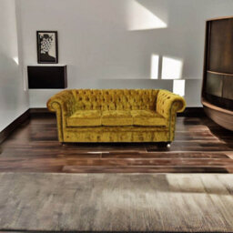 Chesterfield Handmade 3 Seater Sofa Settee Modena Gold Velvet Fabric In Classic Style - thumbnail 4