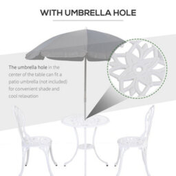 Outsunny 3 Piece Bistro Set, Aluminium Garden Furniture With Umbrella Hole - thumbnail 6