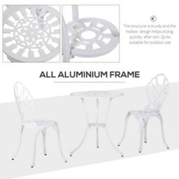 Outsunny 3 Piece Bistro Set, Aluminium Garden Furniture With Umbrella Hole - thumbnail 5