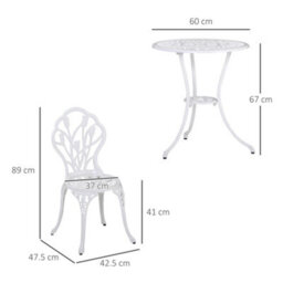 Outsunny 3 Piece Bistro Set, Aluminium Garden Furniture With Umbrella Hole - thumbnail 3