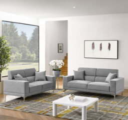 Mattress Guru Viva Sofa, Grey Fabric Settee, 3 Seater, Living Room Furniture Set, Rectangular, Metal Legs - thumbnail 5