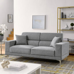 Mattress Guru Viva Sofa, Grey Fabric Settee, 3 Seater, Living Room Furniture Set, Rectangular, Metal Legs - thumbnail 4