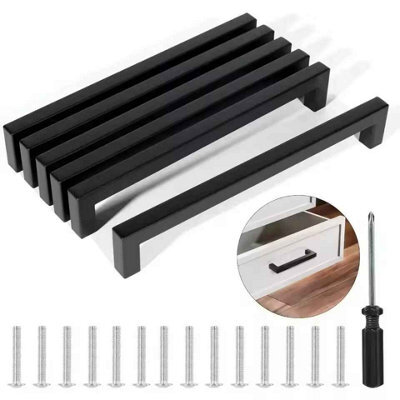 6Pcs Square Furniture Hardware Cabinet Handle Stainless Steel Door Knobs Cupboard Drawer Pulls 128mm - image 1