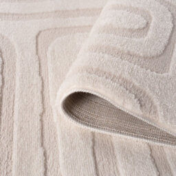 The Rugs Loft Ivory Curved Line Living Room Area Rug And Runners Soft Pile - thumbnail 6