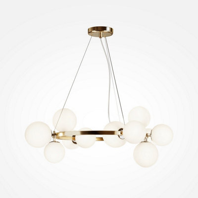 Luminosa Lighting Luminosa Maytoni Dallas Modern 1 Globe Pendant Ceiling Light Gold, Matte White Shade, G9 - image 1