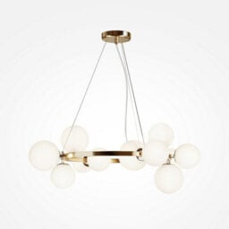Luminosa Lighting Luminosa Maytoni Dallas Modern 1 Globe Pendant Ceiling Light Gold, Matte White Shade, G9 - thumbnail 1