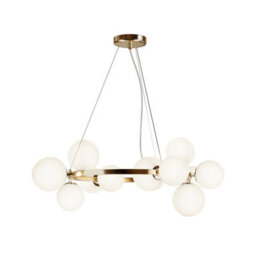Luminosa Lighting Luminosa Maytoni Dallas Modern 1 Globe Pendant Ceiling Light Gold, Matte White Shade, G9 - thumbnail 2