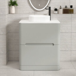 Royal Bathrooms Venice 700mm Dove Grey Freestanding Bathroom Countertop Vanity Unit 2 Drawer With Lyon Basin - thumbnail 1