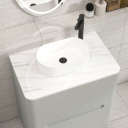 Royal Bathrooms Venice 700mm Dove Grey Freestanding Bathroom Countertop Vanity Unit 2 Drawer With Lyon Basin - thumbnail 6