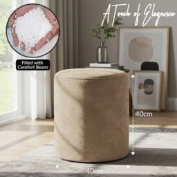 istyle mode Round Shape Velvet Bean Bag Pouffe Foot Rest - 40Cm Cream - thumbnail 3