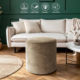 istyle mode Round Shape Velvet Bean Bag Pouffe Foot Rest - 40Cm Cream - thumbnail 5