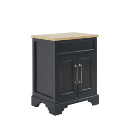 Homestylestore Black Grey And Oak 645mm Bathroom Vanity Unit And Chrome T Bar Handles - thumbnail 1