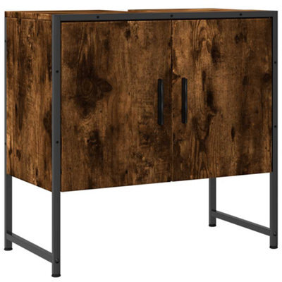 Berkfield Sturdy Bathroom Sink Cabinet Smoked Oak 60X33X60 Cm Engineered Wood