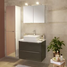 GoodHome Imandra Tall Matt Silver Mirror Effect Single Bathroom Cabinet Mirrored (H)900mm (W)400mm - thumbnail 7
