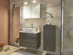 GoodHome Imandra Tall Matt Silver Mirror Effect Single Bathroom Cabinet Mirrored (H)900mm (W)400mm - thumbnail 8