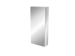 GoodHome Imandra Tall Matt Silver Mirror Effect Single Bathroom Cabinet Mirrored (H)900mm (W)400mm