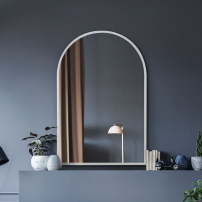 Mirroroutlet The Arcus White Metal Framed Arched Wall Mirror 120Cm X 80Cm - image 1
