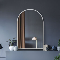 Mirroroutlet The Arcus White Metal Framed Arched Wall Mirror 120Cm X 80Cm