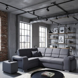 Wakiki Upholstered Corner Sofa Bed With Two Ottomans Left Or Right Storage Dolphin Mechanism 260X96X190Cm Blue Left - thumbnail 2