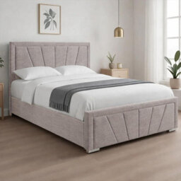 Naples Silver Upholstered Sunrise King Size Bed Frame, Modern Luxury Floor-Standing Headboard & Footboard - thumbnail 2