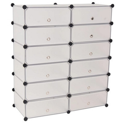 Berkfield Durable Interlocking Shoe Organiser With 12 Compartments White - image 1