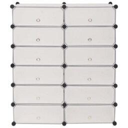 Berkfield Durable Interlocking Shoe Organiser With 12 Compartments White - thumbnail 3