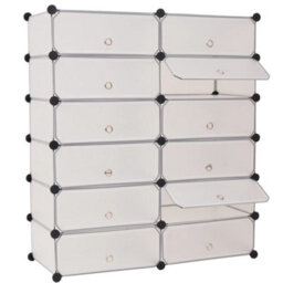 Berkfield Durable Interlocking Shoe Organiser With 12 Compartments White - thumbnail 2