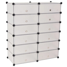 Berkfield Durable Interlocking Shoe Organiser With 12 Compartments White - thumbnail 1