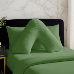 Teddy Bear Fleece Super Soft Cosy V Shape Pillowcase Green