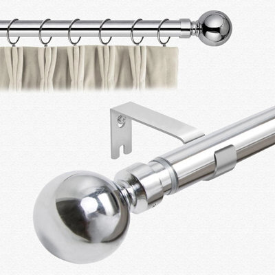 Extendable Metal Curtain Pole 28mm Chrome 120 To 210Cm - image 1