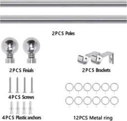 Extendable Metal Curtain Pole 28mm Chrome 120 To 210Cm - thumbnail 6