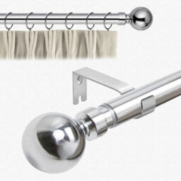 Extendable Metal Curtain Pole 28mm Chrome 120 To 210Cm - thumbnail 1