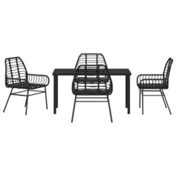 Berkfield Garden Dining Set 5 Pcs Black Poly Rattan - thumbnail 7