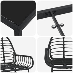 Berkfield Garden Dining Set 5 Pcs Black Poly Rattan - thumbnail 9