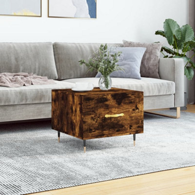 Berkfield Coffee Table Smoked Oak 50X50X40 Cm Engineered Wood - image 1
