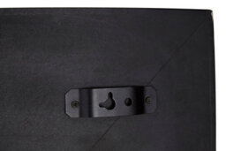 Orsina Square Wall Mirror With Black Finish, Carved Mango Wood Frame With Geometric Design, Sustainable - thumbnail 3