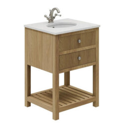 Plum&clay Harper Ribbed Oak Wood Freestanding Vanity Unit & Basin Set (W)600mm - thumbnail 2