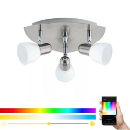 EGLO Enea Matt Nickel Led 3 Bulb Ceiling Spotlight Satin Glass Shades Indoor Light Ip20 - thumbnail 1
