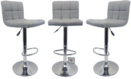 Set Of 3 Grey Modena Faux Leather Swivel Bar Stools With Chrome Base For Kitchen Island Breakfast Bar - thumbnail 2