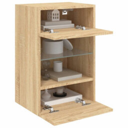 Walplus Tv Wall Cabinets With Led Lights 2 Pcs Sonoma Oak 40X30X60.5 Cm - thumbnail 5