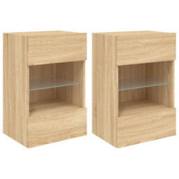 Walplus Tv Wall Cabinets With Led Lights 2 Pcs Sonoma Oak 40X30X60.5 Cm - thumbnail 2