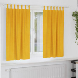 Berkfield Blackout Curtains With Hanging Loops 2 Pcs Mustard Yellow Velvet