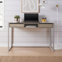 Home Source Toronto 2 Drawer Computer Office Desk Oak Effect - thumbnail 3