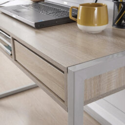 Home Source Toronto 2 Drawer Computer Office Desk Oak Effect - thumbnail 4