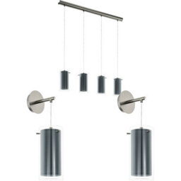 Modern Dark Nickel Quad Ceiling And Wall Light Set With Glass Shades - thumbnail 1