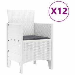 Berkfield Garden Dining Set 13 Pcs White Synthetic Rattan And Metal - thumbnail 5