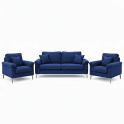 Kosy Koala Blue Fabric Sofa Set Two Seater Sofa And Two Single Armchairs Modern Furniture - thumbnail 1